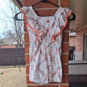 Floral Ruffle Romper w/ Orange Accents And Cowgirl Boot Print Shea Baby Size 4T